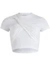 Patou Draped Cropped Organic Cotton T-shirt In White