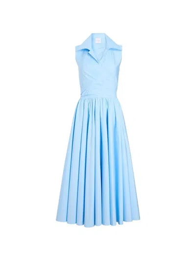 Patou Draped Midi Dress In Blue