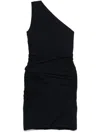 Patou Draped One-shoulder Mini Dress In Blue