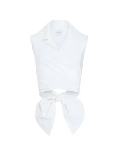 Patou Draped Sleeveless Top In White
