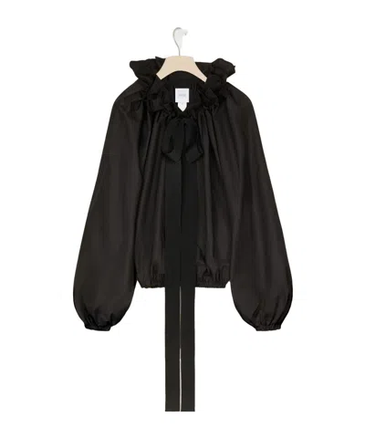 Patou Drawstring Collar Blouse In Black