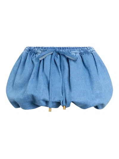 Patou Drawstrings Mini A-line Skirt In Blue