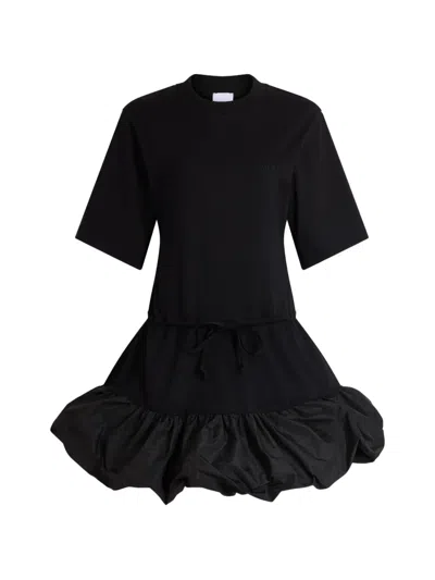 Patou Drawstring-waist Bubble-hem Mini Dress In Black