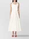 Patou Back Bow Halterneck Midi Dress In White
