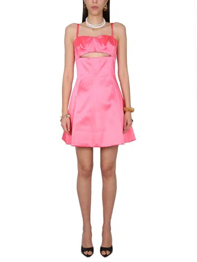 Patou Cutout Organic Cotton-blend Satin Midi Dress In Pink