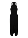 Patou Wool Dungaree Dress With Belt And Slit In Negro