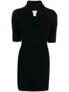 Patou Cut-out Mini Dress In Sustainable Alpaca Blend In Black