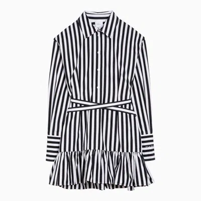 Patou Striped Cotton Mini Chemisier Dress In Black
