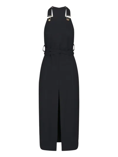 Patou Virgin Wool-blend Pinafore Dress In Black