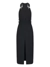Patou Wool Dungaree Dress With Belt And Slit In Black