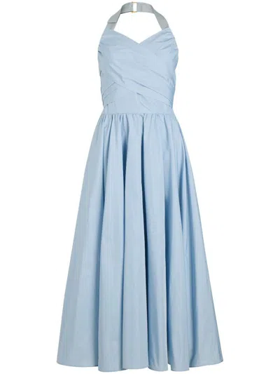 Patou Dress Knee Length Halter Neck In Blue
