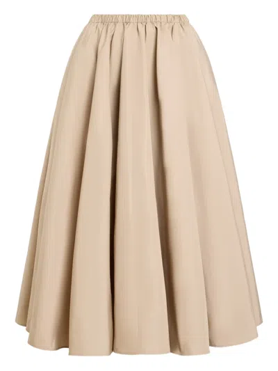 Patou Midi Skirt Elastic Waist Pleated Design In Orange