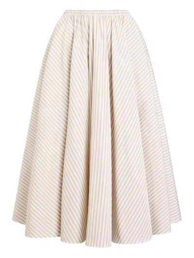 Patou Elasticated-waist Striped Midi Skirt In Neutral
