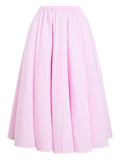 Patou Elasticated-waist Striped Midi Skirt In Pink