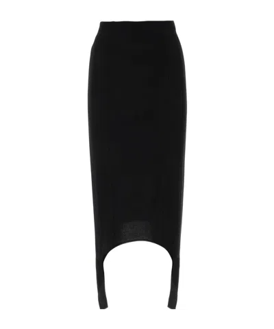 Patou Asymmetric Hemline Viscose Blend Skirt In Black