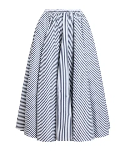 Patou Elasticated-waist Striped Midi A-line Skirt In Blue