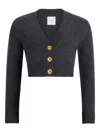 Patou Elbow-patch Button Cardigan In Gray