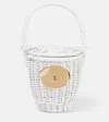 Patou Embellished Wicker Bucket Bag In White
