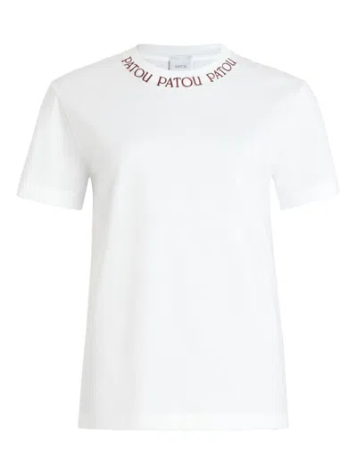 Patou Embroidered Collar Short Sleeves T-shirt In White