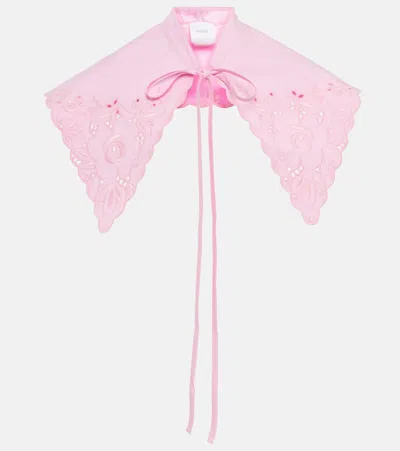 Patou Embroidered Cotton Poplin Collar In Pink