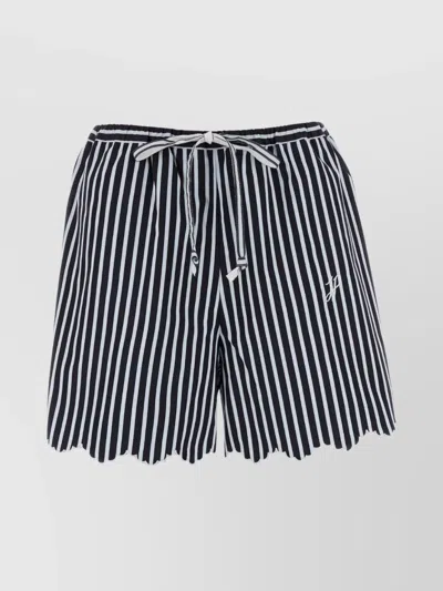 Patou Embroidered Cotton Shorts With Elastic Waistband In Stripped