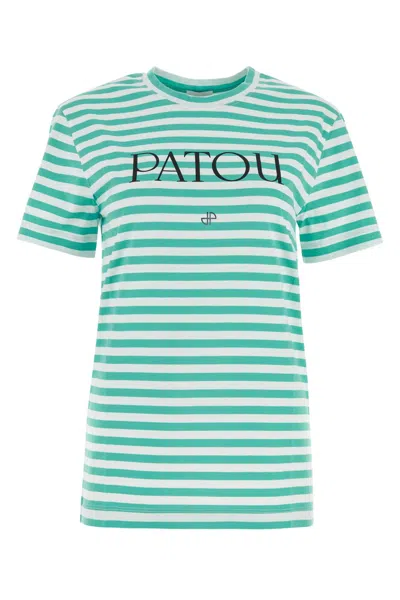 Patou Embroidered Cotton T-shirt In Greensmallstripes