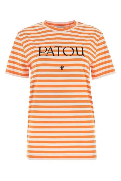 Patou Embroidered Cotton T-shirt In Orange