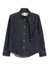 Patou Embroidered-logo Denim Shirt In Black