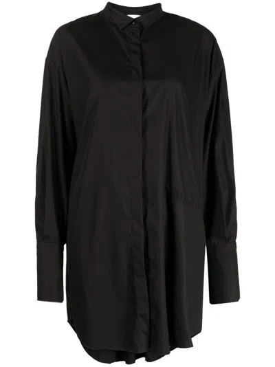 Patou Embroidered Logo Shirt Dress In Black