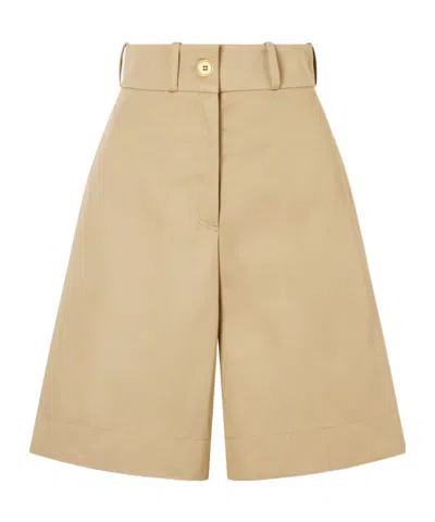 Patou Embroidered Cotton-twill Shorts In Neutral