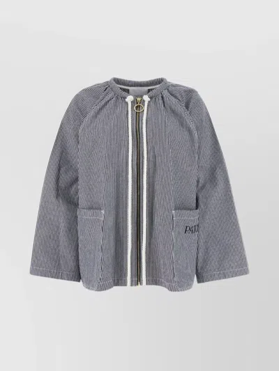 Patou Embroidered Stripes Cotton Jacket In Gray