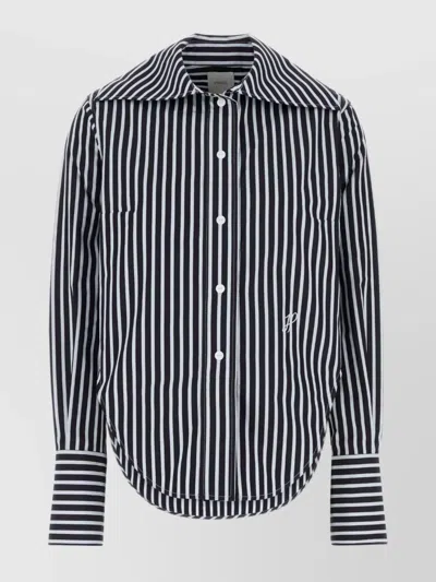 Patou Embroidered Stripes Poplin Violin Shirt In Black