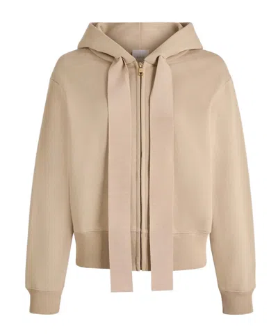Patou Extra Long-drawstring Zip Hoodie In Brown
