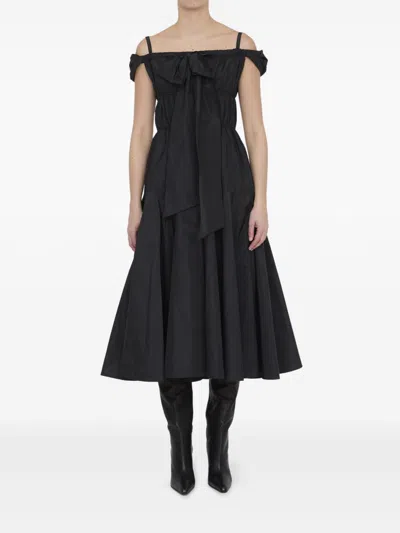 Patou Maxi Dress With Flounced Design And Bow In Black