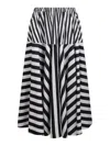 Patou Flared Midi Dress With Striped Motif In Black