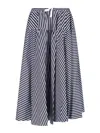 Patou High-waisted Midi Skirt With Draped Details In Navy Blue In Black
