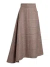 Patou Houndstooth Asymmetrical Midi Skirt In Gray
