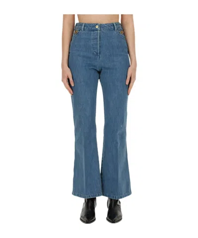 Patou Flare Fit Designer Jeans In Blue
