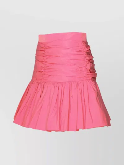 Patou Flared High-waisted Skirt Ruched Detailing In Pink