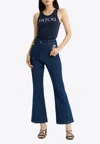 Patou Flared Denim Trousers Featuring Gold-tone Hardware In Blue