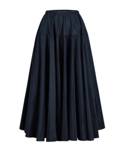 Patou Flared Midi Skirt In Blue