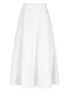 Patou Long A-line Skirt In Organic Cotton Gabardine In White