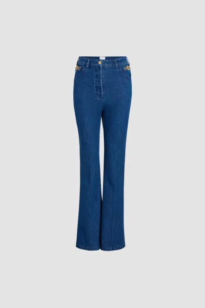 Patou Flared Stonewash Denim Jeans In Blue