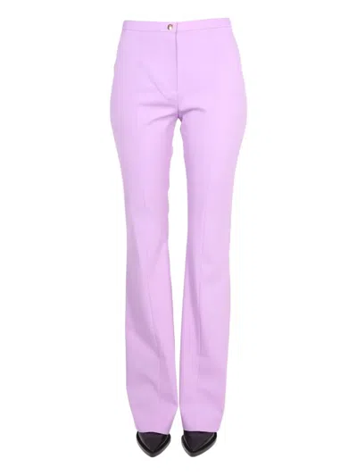 Patou High-waisted Wool Flared Leg Trousers In Purple