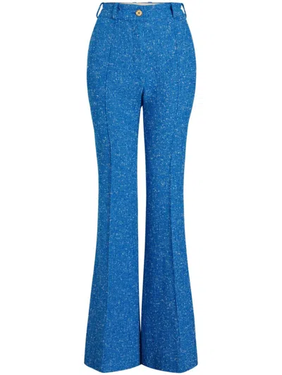 Patou Flared Tweed Trousers In 蓝色
