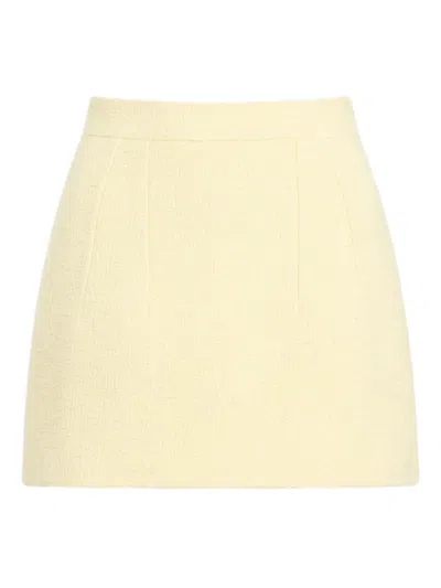 Patou Flat-front Mini Straight Skirt In Yellow
