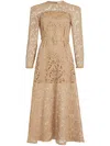 Patou Floral-lace Organic-silk Dress In Neutrals