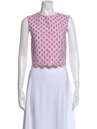 Pre-owned Patou Floral Print Crew Neck Top In Pink