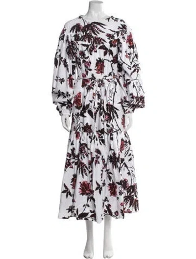 Pre-owned Patou Floral Print Long Dress In White