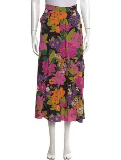 Pre-owned Patou Floral Print Long Skirt In Black